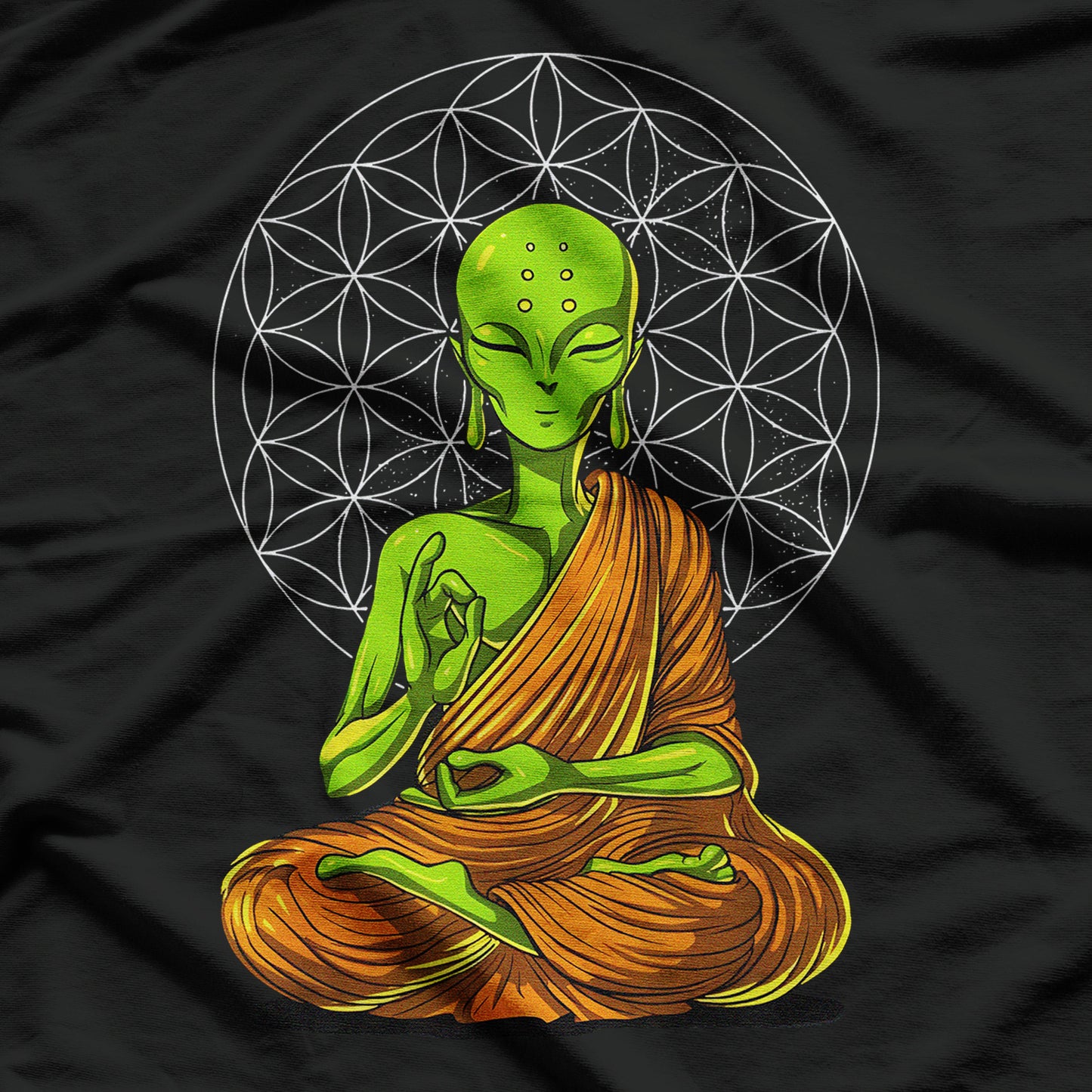 Alien Buddha Zen Yoga Meditation Spiritual Cosmic Buddhist T-Shirt