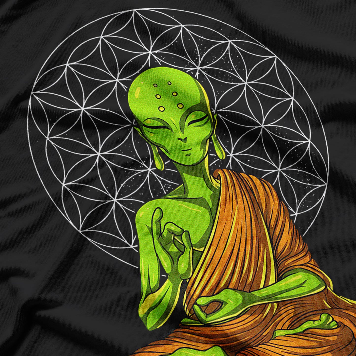 Alien Buddha Zen Yoga Meditation Spiritual Cosmic Buddhist T-Shirt