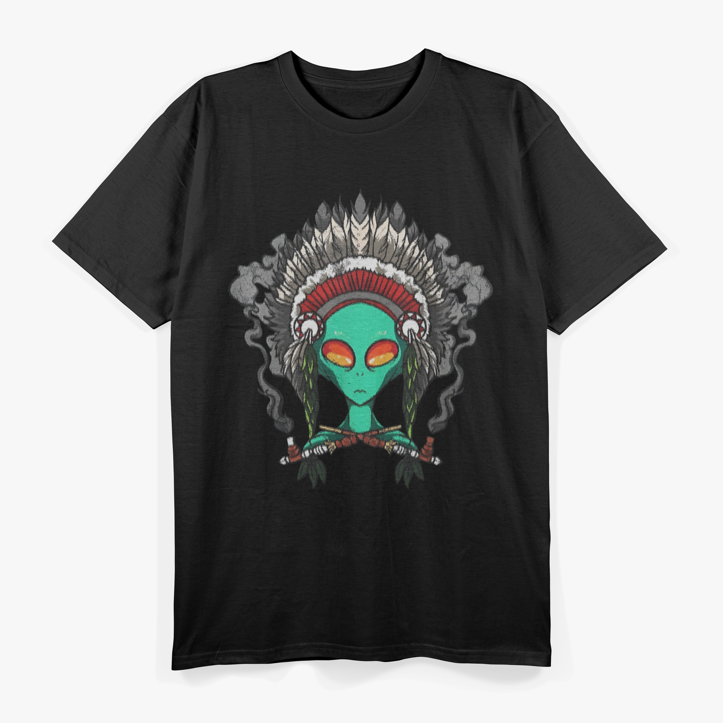 Alien Native American Indian Headdress Sci-fi Fusion T-Shirt