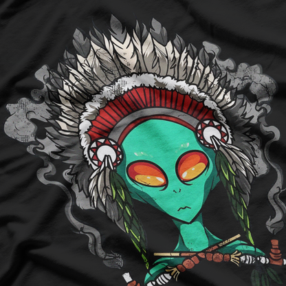 Alien Native American Indian Headdress Sci-fi Fusion T-Shirt