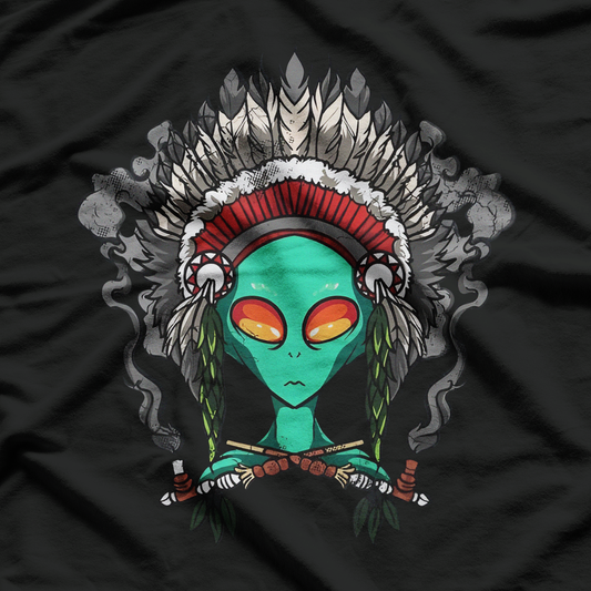 Alien Native American Indian Headdress Sci-fi Fusion T-Shirt