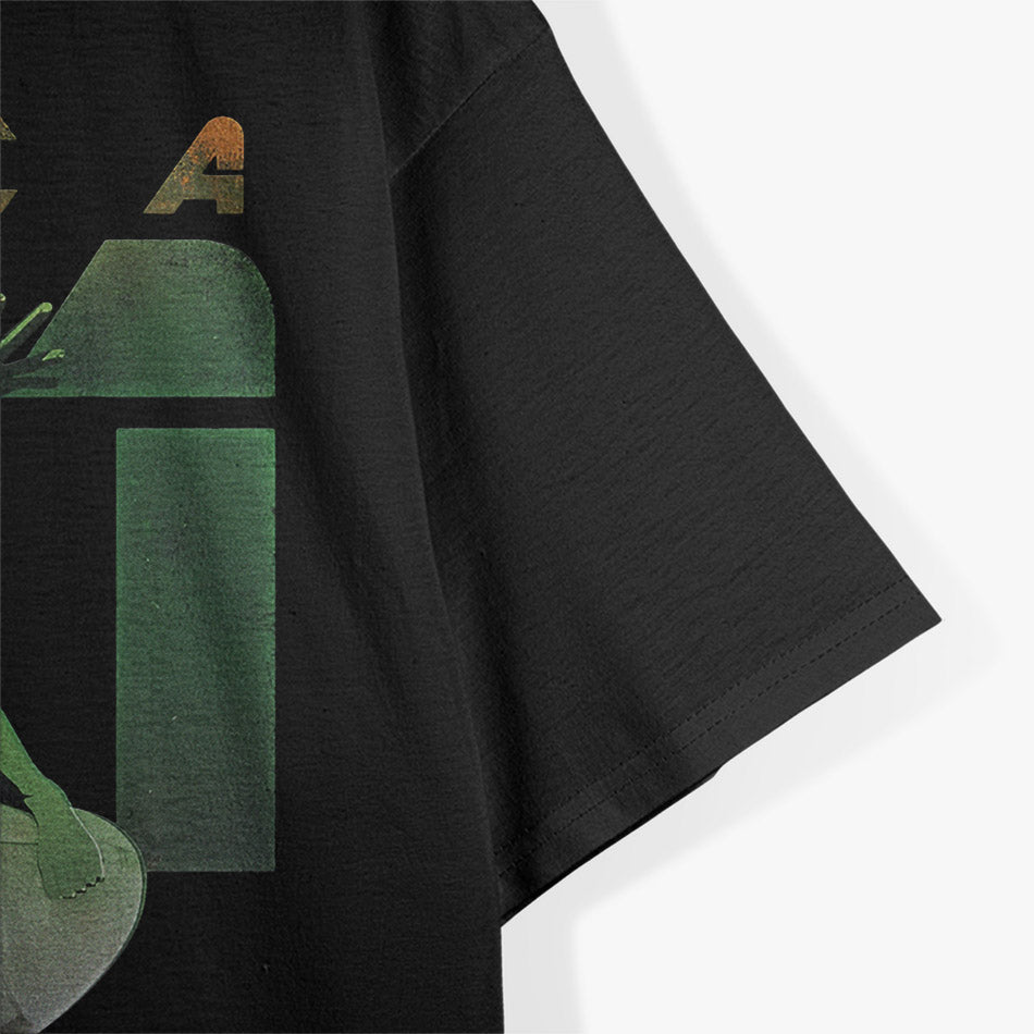 Alien UFO Area 51 Green Man Surfing a Flying Saucer Funny Sci-Fi T-Shirt