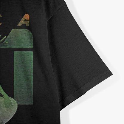 Alien UFO Area 51 Green Man Surfing a Flying Saucer Funny Sci-Fi T-Shirt