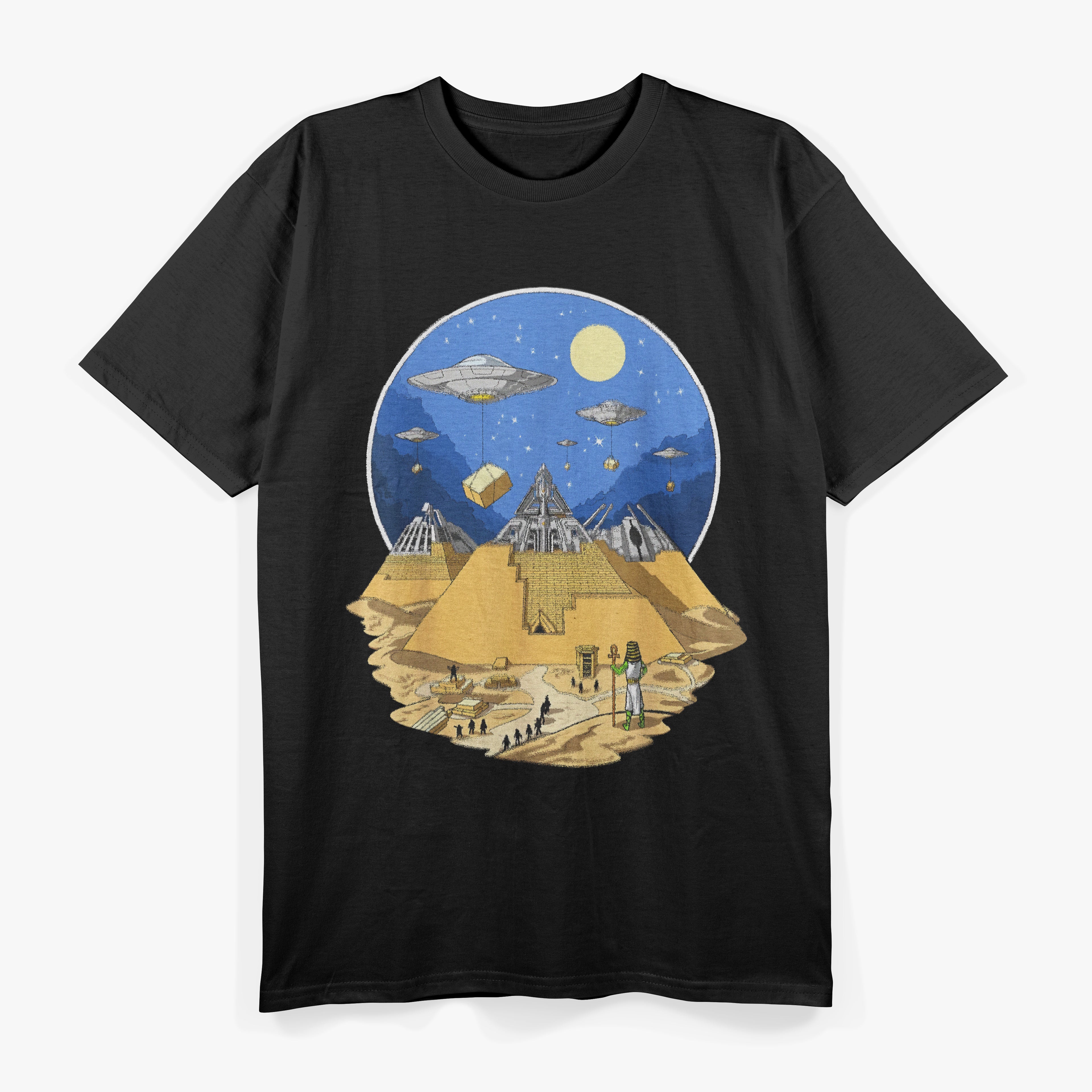 Ancient Egyptian Pyramids Aliens Space UFO Science Fiction T-Shirt