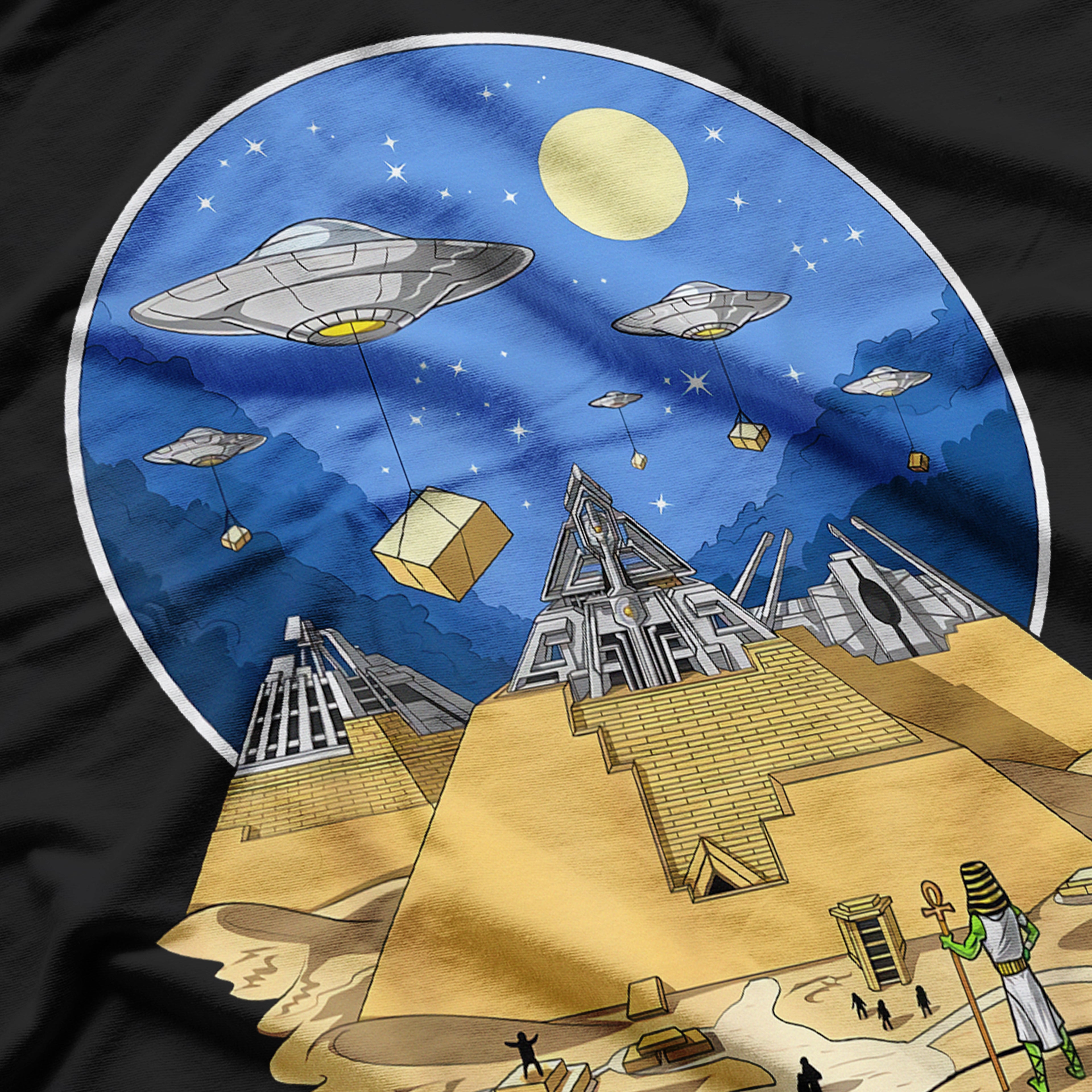 Ancient Egyptian Pyramids Aliens Space UFO Science Fiction T-Shirt