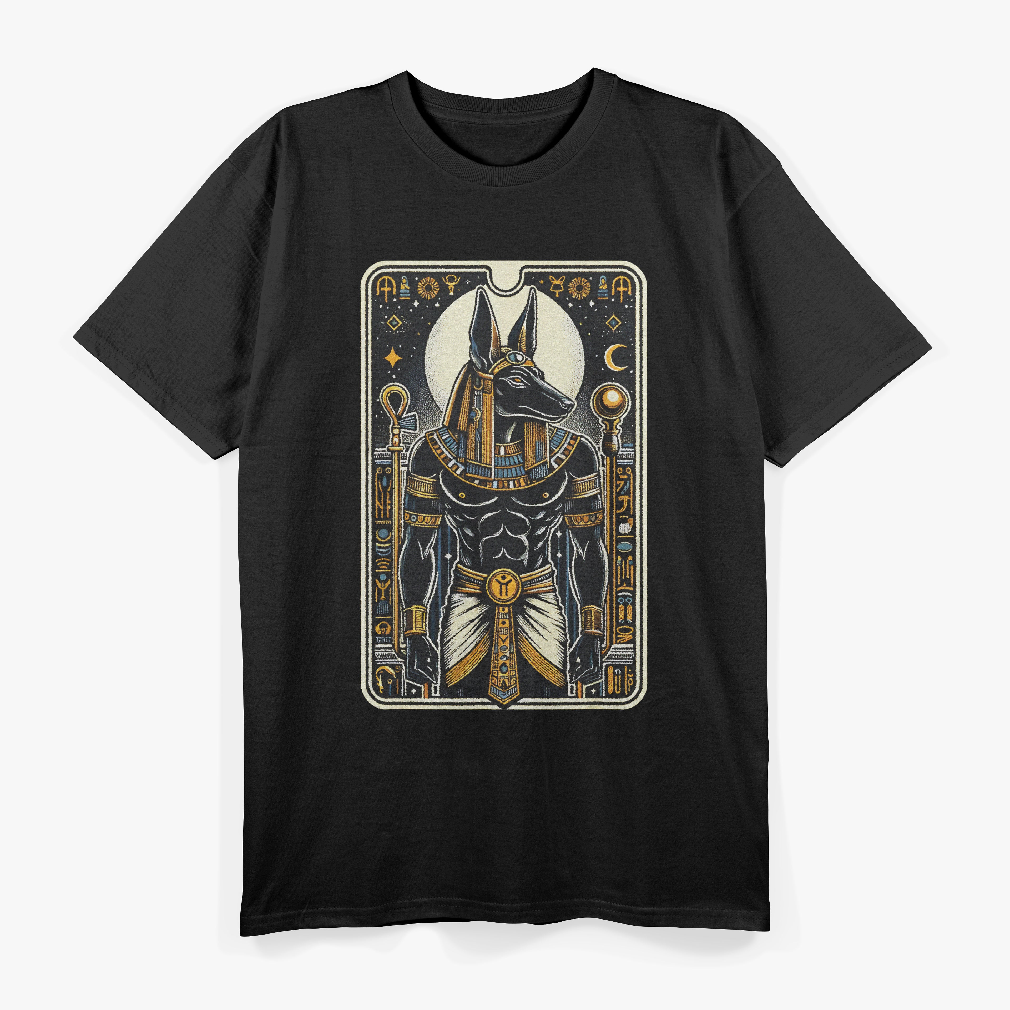 Anubis Egyptian God Ancient Deity Pharaoh Hieroglyphs T-Shirt