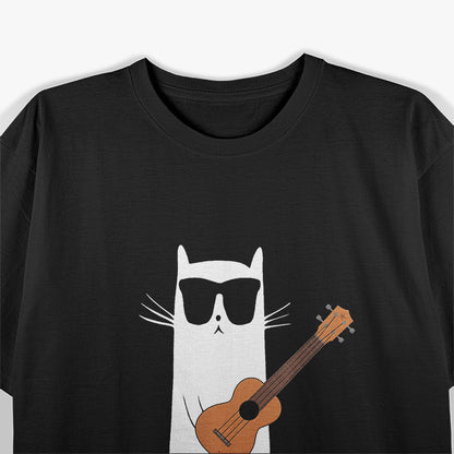 Ukulele Playing Cat In Sunglasses Tropical Music Lover T-Shirt