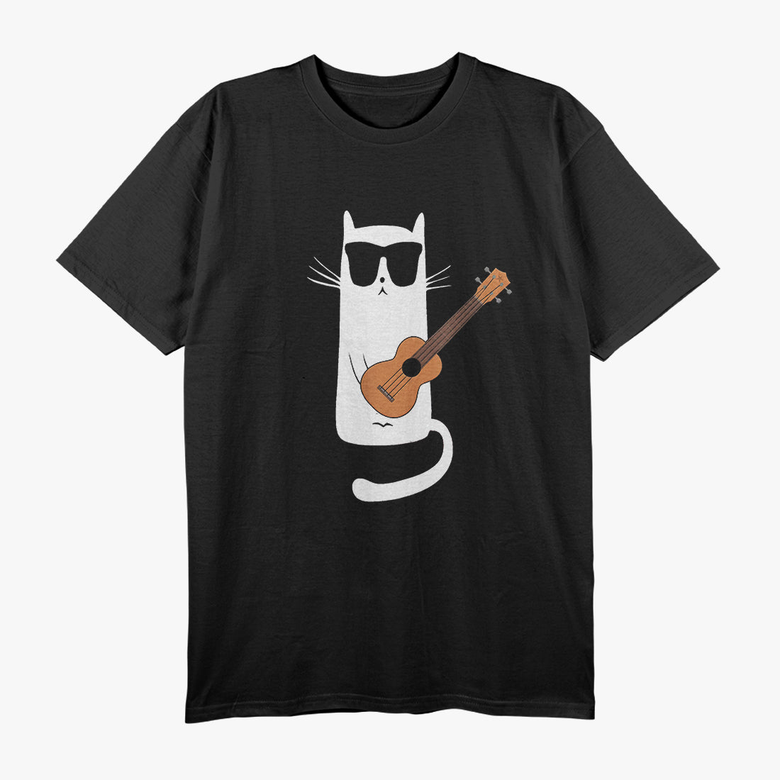 Ukulele Playing Cat In Sunglasses Tropical Music Lover T-Shirt