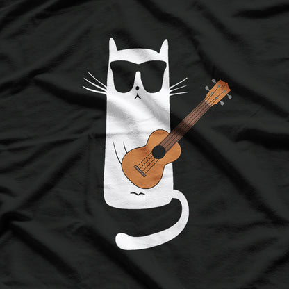 Ukulele Playing Cat In Sunglasses Tropical Music Lover T-Shirt