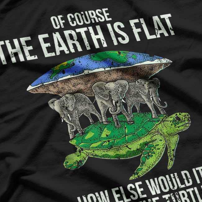 Flat Earth Society - Turtle & Elephants Parody T-Shirt