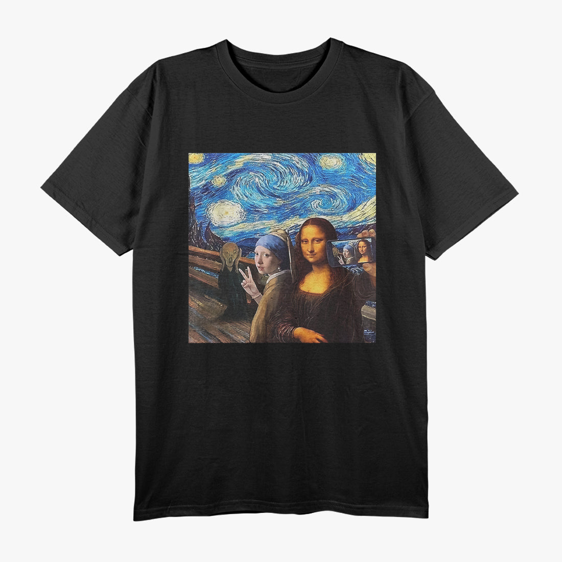 Art Mashup Mona Lisa Starry Night The Scream T-Shirt