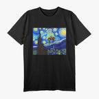 Bigfoot Meets Alien Under a Starry Night - A Cosmic Encounter T-Shirt