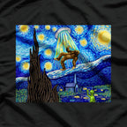 Bigfoot Meets Alien Under a Starry Night - A Cosmic Encounter T-Shirt
