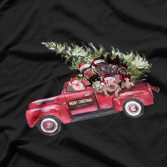 Christmas Farm Animals on a Truck Funny Holiday T-Shirt