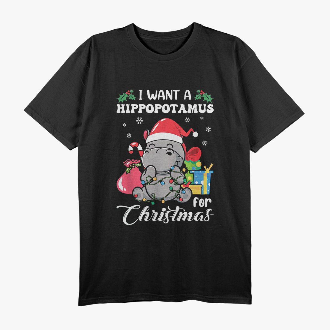 Hippo for Christmas - Funny Pajama Party T-Shirt