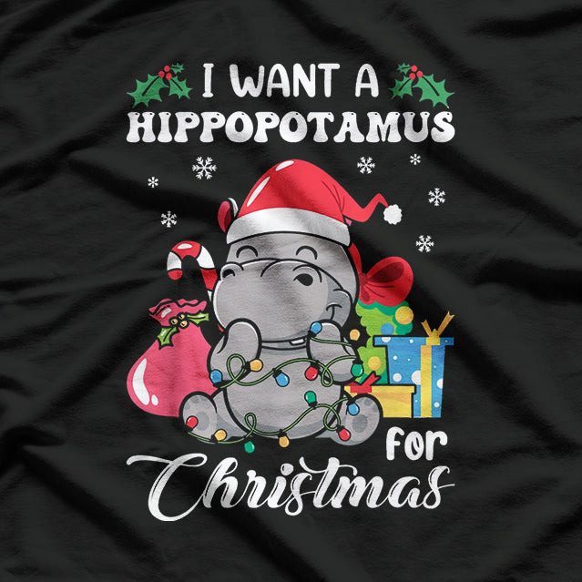 Hippo for Christmas - Funny Pajama Party T-Shirt