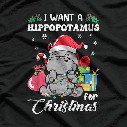 Hippo for Christmas - Funny Pajama Party T-Shirt