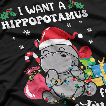 Hippo for Christmas - Funny Pajama Party T-Shirt