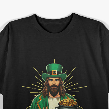 St Patricks Day Funny Jesus In Leprechaun Green Costume T-Shirt