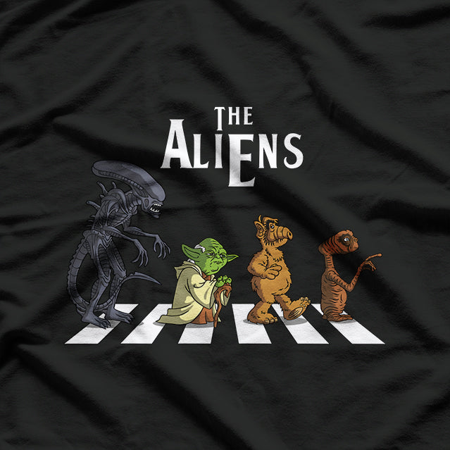 The Alien Abbey Road Parody - A Cosmic Twist on a Classic T-Shirt