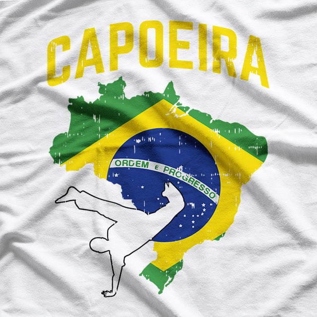 Capoeira Afro Brazilian Martial Arts With Brazil Flag T-Shirt