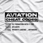 Panvola Aviation Cheat Codes Pilot Airplane Aerospace Student T-Shirt