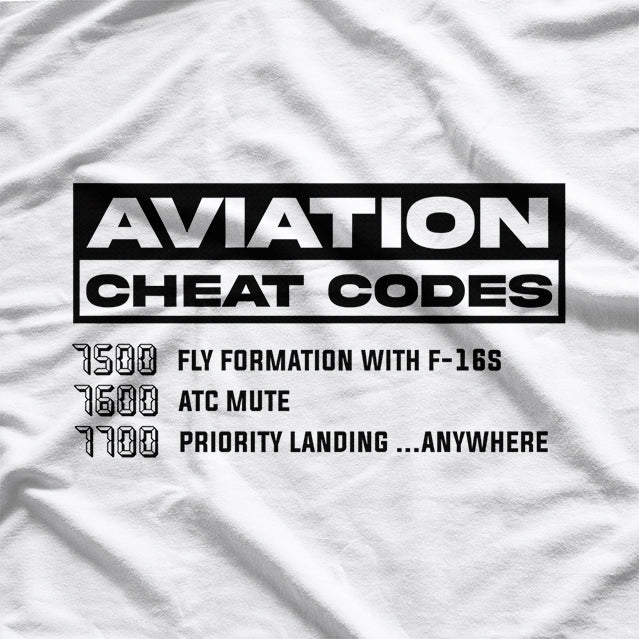 Panvola Aviation Cheat Codes Pilot Airplane Aerospace Student T-Shirt