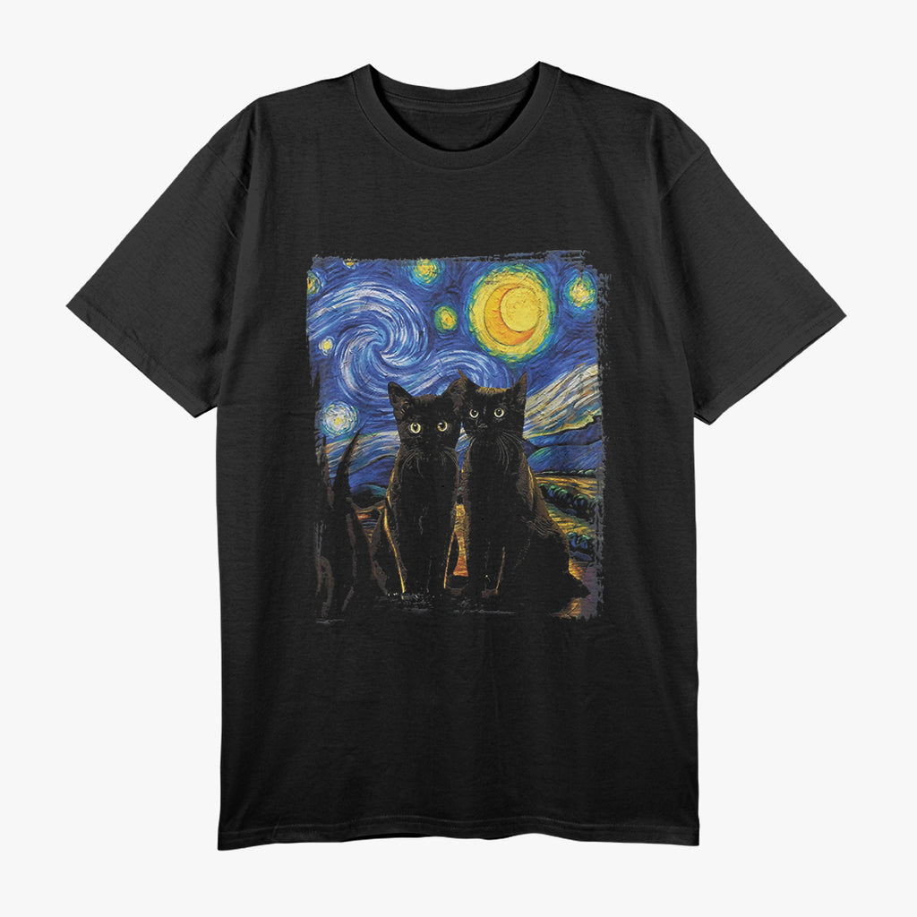 Starry Night Cats Famous Painting Inspired T-Shirt