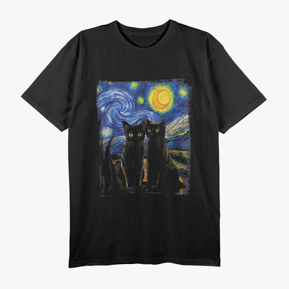 Starry Night Cats Famous Painting Inspired T-Shirt