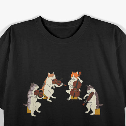 Melodic Cat Playing Violin Whimsical Music Lover Design T-Shirt