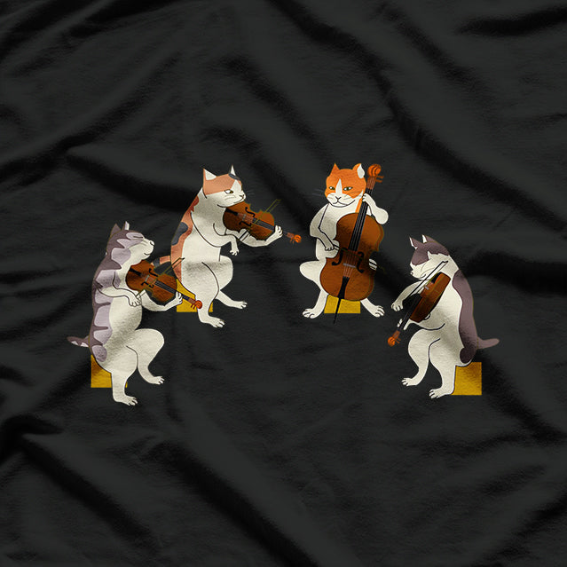 Melodic Cat Playing Violin Whimsical Music Lover Design T-Shirt