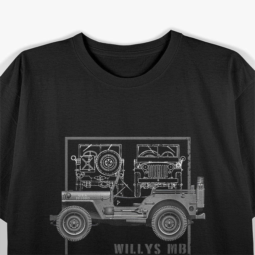 Willys MB Vintage Off Road Classic Vehicle WWII T-Shirt