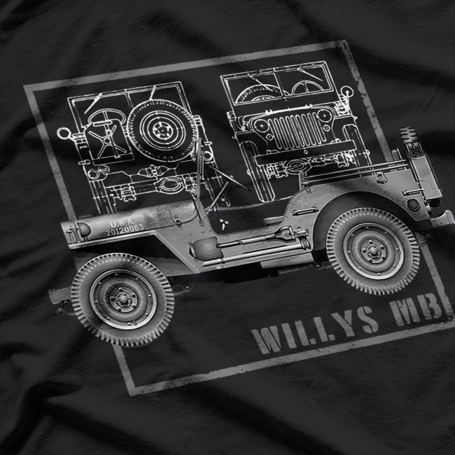 Willys MB Vintage Off Road Classic Vehicle WWII T-Shirt