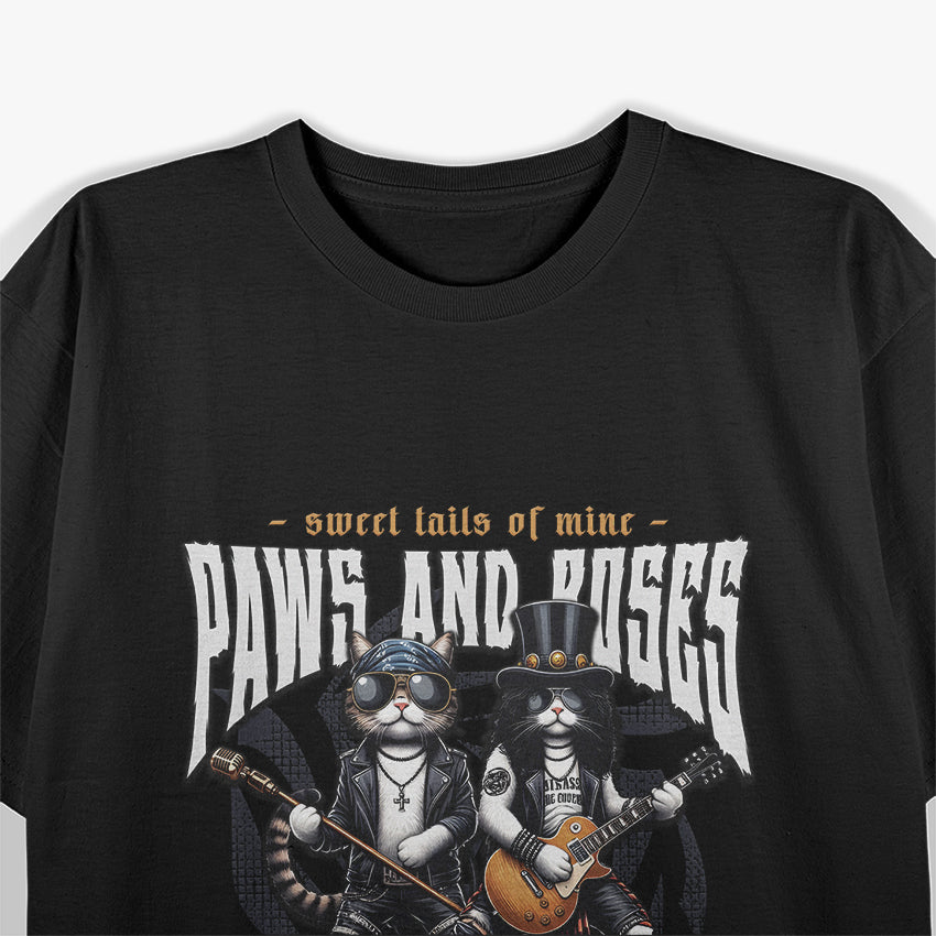 Funny Cat Rock Vintage Guitar Player T-Shirt