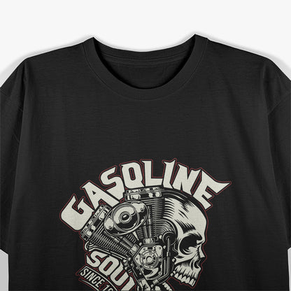 Old School Biker Shovelhead Vintage Gasoline Soul Chopper T-Shirt