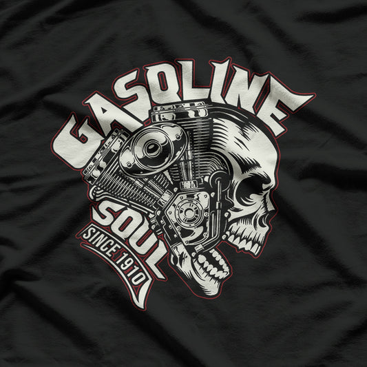 Old School Biker Shovelhead Vintage Gasoline Soul Chopper T-Shirt