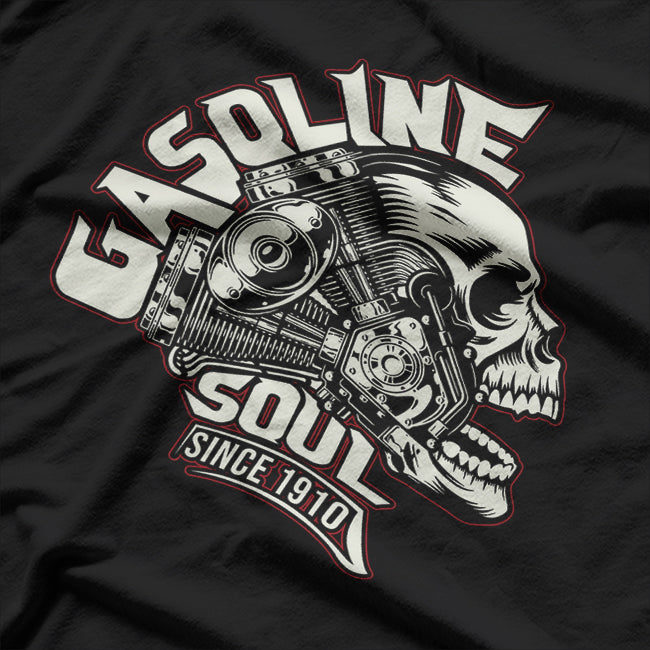 Old School Biker Shovelhead Vintage Gasoline Soul Chopper T-Shirt