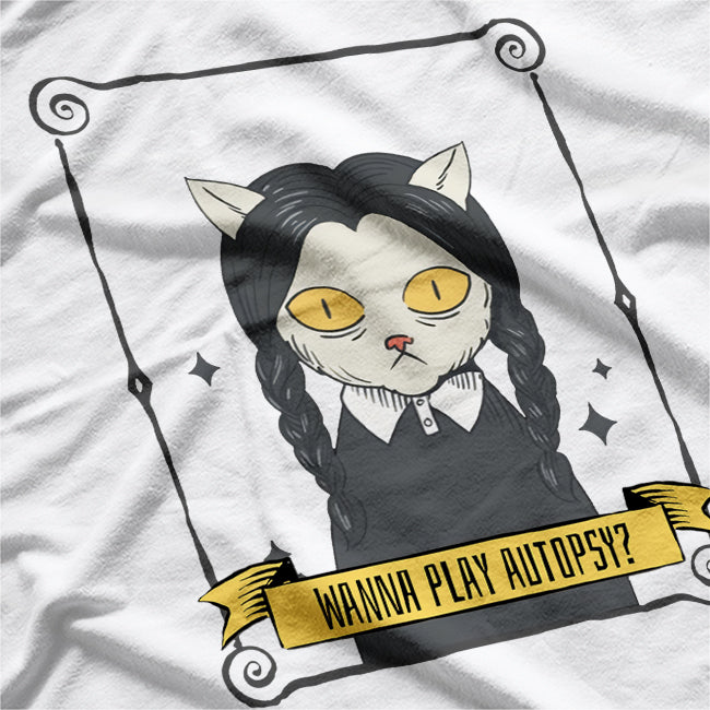 Play Autopsy With A Spooky Wednesday Cat Horror Theme T-Shirt