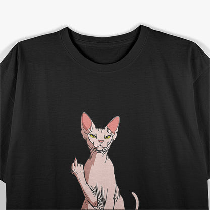 Sphynx Cat Giving Attitude Bold Humor Design T-Shirt