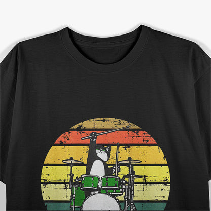 Tuxedo Cat Drumming For Music Enthusiasts and Pet Lovers T-Shirt