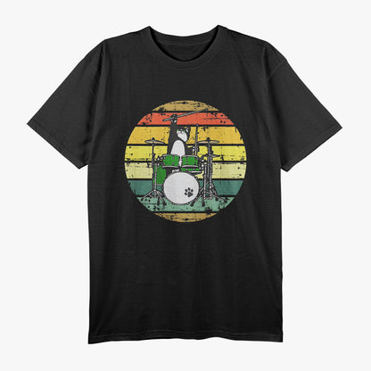 Tuxedo Cat Drumming For Music Enthusiasts and Pet Lovers T-Shirt