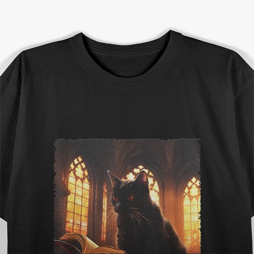 Vintage Cat Enjoying A Book Design For Animal Lovers T-Shirt