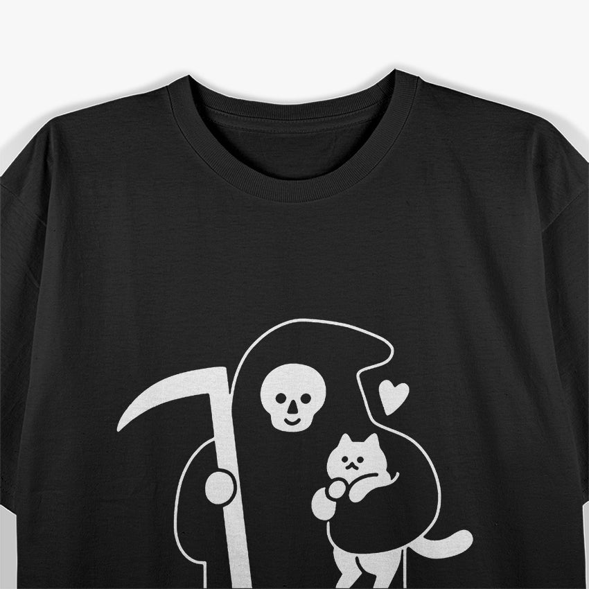 Death is a Cat Person - A Dark and Playful Design T-Shirt