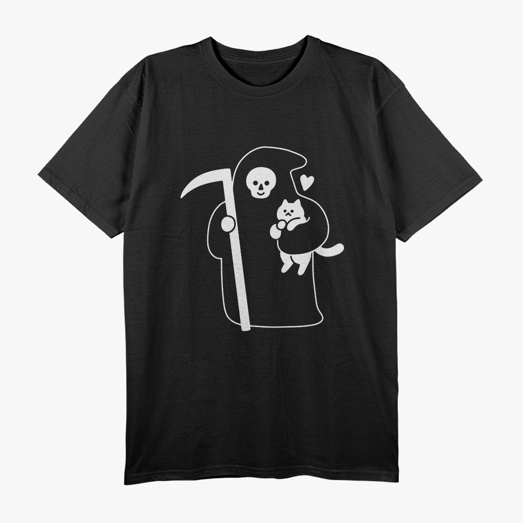 Death is a Cat Person - A Dark and Playful Design T-Shirt