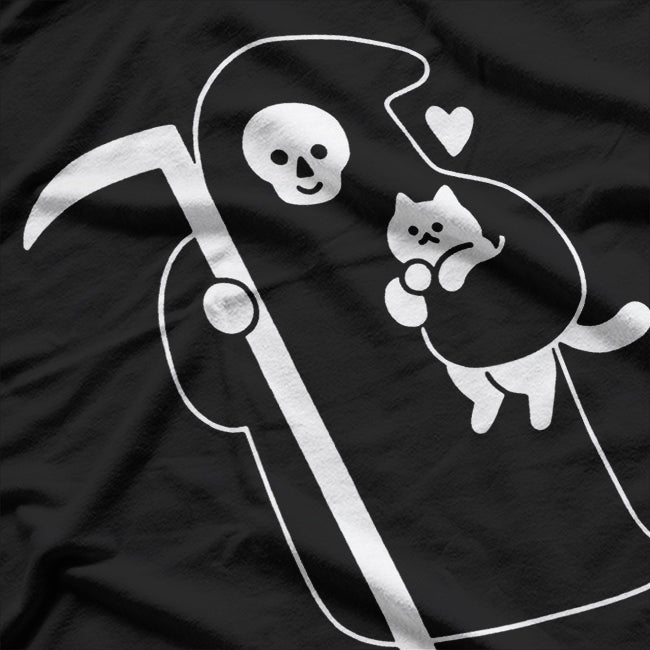 Death is a Cat Person - A Dark and Playful Design T-Shirt