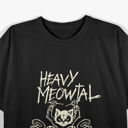 Heavy Meowtal Cat Drummer Funny Rock Music Pet Design T-Shirt