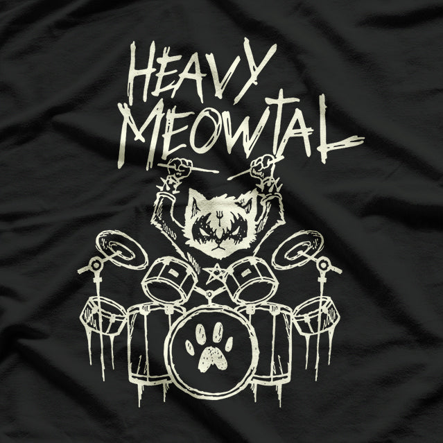 Heavy Meowtal Cat Drummer Funny Rock Music Pet Design T-Shirt