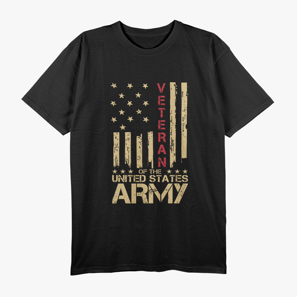 Patriotic U.S Army Veteran Red Line American Flag T-Shirt