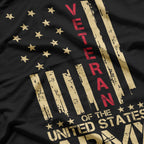 Patriotic U.S Army Veteran Red Line American Flag T-Shirt