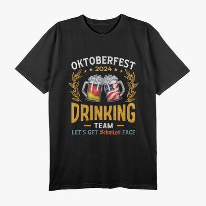 Oktoberfest Drinking Team Lets Get Schnitzel Face Beer T-Shirt